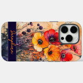 Gepersonaliseerde Wildflower Poppies Donkerrood &  Case-Mate iPhone Case (Achterkant (horizontaal))