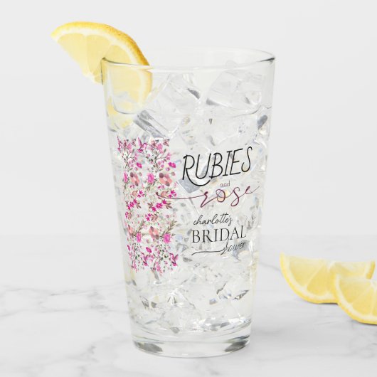 Gepersonaliseerde Wildflower Ruby Roos Vrijgezelle Glas (Voorkant ijs)