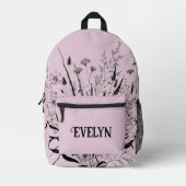 Gepersonaliseerde Wildflower Rugzak Dusty Pink (Voorkant)
