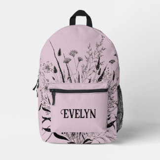 Gepersonaliseerde Wildflower Rugzak Dusty Pink
