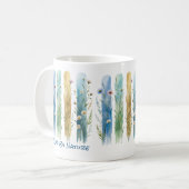 Gepersonaliseerde Wildflowers Brush Stroke Blue Gr Koffiemok (Voorkant links)