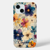 Gepersonaliseerde Wildflowers Paarse & Sinaasappe Case-Mate iPhone Case (Achterkant)
