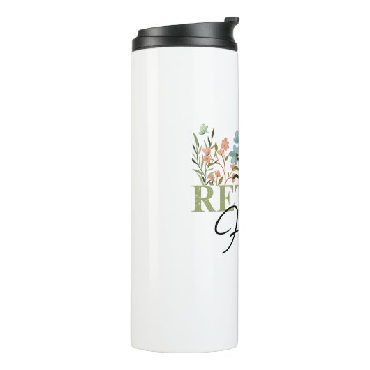 Gepersonaliseerde Wildflowers Pensioen, Bloemen Pe Thermosbeker (Gedraaid links)
