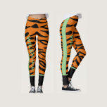 Gepersonaliseerde Wildlife L Bruin zwart Dierenpat Leggings<br><div class="desc">Grafische illustratie van dierlijk patroon en kleur matching,  bruin,  zwart en mintgroen.</div>