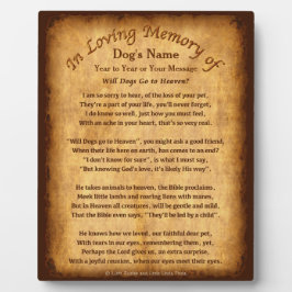 Gepersonaliseerde Will Dogs Ga naar Heaven Poem Pl Fotoplaat