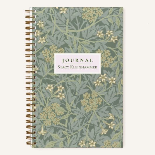 Gepersonaliseerde William Morris Jasmine Dotted Jo Notitieboek (Voorkant)