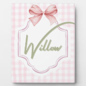 Gepersonaliseerde Willow Baby Girl Nursery Bow & G Fotoplaat (Voorkant)