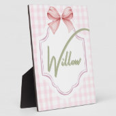 Gepersonaliseerde Willow Baby Girl Nursery Bow & G Fotoplaat (Zijkant)