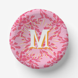 Gepersonaliseerde Winding Peony Houtsnede Roze + O Papieren Kommen