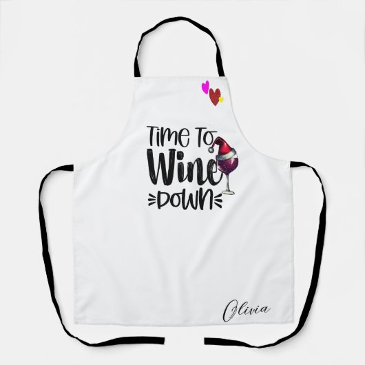 Gepersonaliseerde Wine Lover Schort – Kerstcadeau (Voorkant)