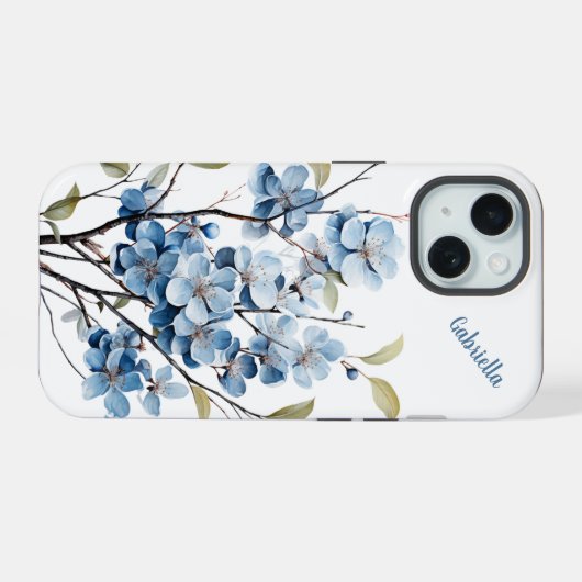 Gepersonaliseerde Winter Bloemen Telefoon Case iPhone 15 Case (Achterkant horizontaal)