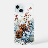Gepersonaliseerde Winter Bloemen Telefoon Case iPhone 15 Case (Achterkant)