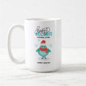 Gepersonaliseerde Winter Blue Bird Kerstmis Koffiemok (Links)