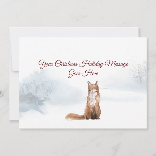 Gepersonaliseerde Winter Fox Elegant Kerstscript Feestdagenkaart (Voorkant)