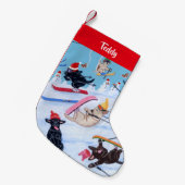 Gepersonaliseerde Winter Fun Kerstmis Skien Labrad Kleine Kerstsok (Voorkant (Hangend))