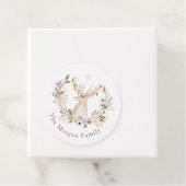 Gepersonaliseerde winter herten krans vakantie bedankjes labels (In situ)