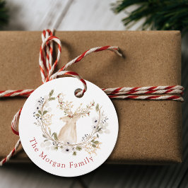 Gepersonaliseerde winter herten krans vakantie bedankjes labels