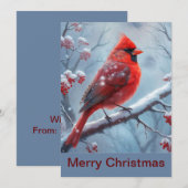 Gepersonaliseerde Winter Kardinaal Kerstmis Kaart, Feestdagenkaart (Voorkant / Achterkant)