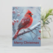 Gepersonaliseerde Winter Kardinaal Kerstmis Kaart, Feestdagenkaart (Staand voorkant)