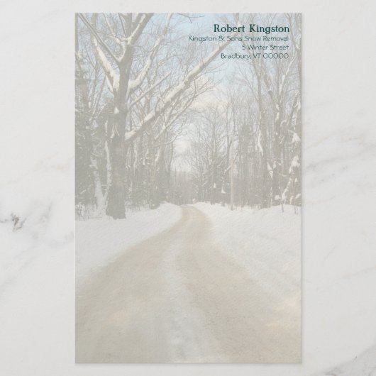 Gepersonaliseerde Winter Road Schrijfpapier Briefpapier (Voorkant)