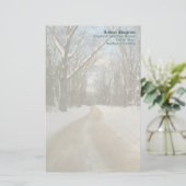 Gepersonaliseerde Winter Road Schrijfpapier Briefpapier (Staand voorkant)