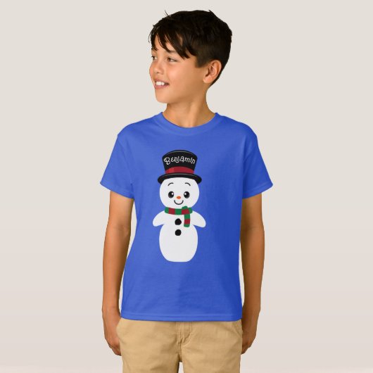 Gepersonaliseerde Winter Snowman T Shirt (Voorkant volledig)