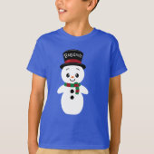 Gepersonaliseerde Winter Snowman T Shirt (Voorkant)