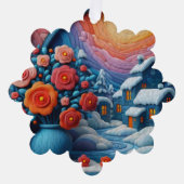 Gepersonaliseerde Winter Window Flowers Art Christ Ornament Kaart (Voorkant)