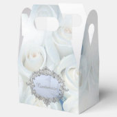 Gepersonaliseerde Winter Witte Rozen Gable Favor B Bedankdoosjes (Geopend)