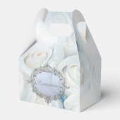 Gepersonaliseerde Winter Witte Rozen Gable Favor B Bedankdoosjes (Voorkant Zijde)