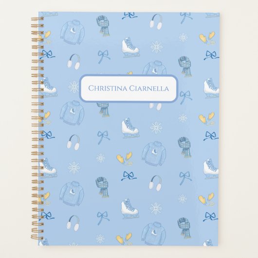 Gepersonaliseerde Winter Wonderland Figuur Schaats Planner (Voorkant)