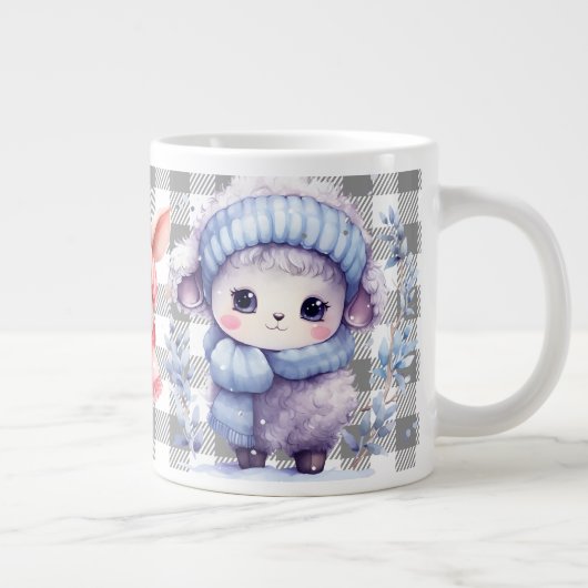 Gepersonaliseerde winterboerderijdieren grote koffiekop (Rechts)