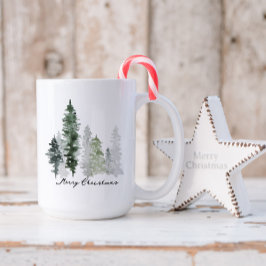 Gepersonaliseerde winterboom Vrolijk kerstfeest Koffiemok