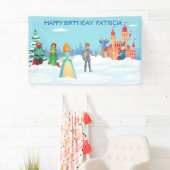 Gepersonaliseerde winterprinses Koninklijke Famili Spandoek (Insitu)