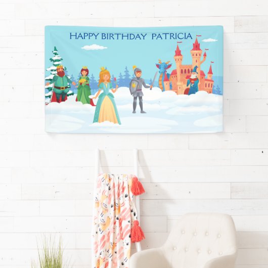 Gepersonaliseerde winterprinses Koninklijke Famili Spandoek (Insitu)