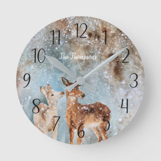 Gepersonaliseerde winterscène van de Deer Ronde Klok