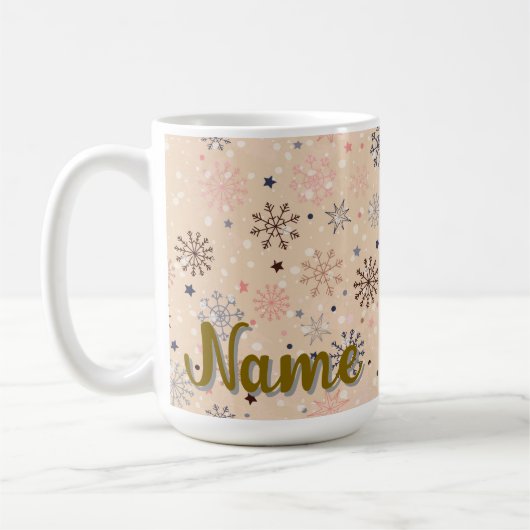 Gepersonaliseerde wintersneeuwvlok koffiemok (Links)