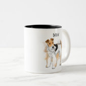 Gepersonaliseerde Wire Fox Terrier Birthday Tweekleurige Koffiemok (Voorkant rechts)