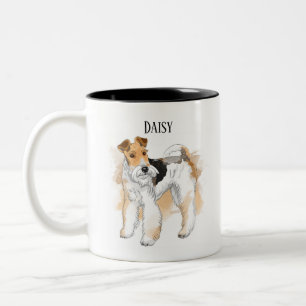 Gepersonaliseerde Wire Fox Terrier Birthday Tweekleurige Koffiemok