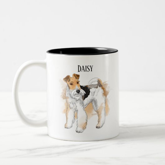 Gepersonaliseerde Wire Fox Terrier Birthday Tweekleurige Koffiemok (Links)