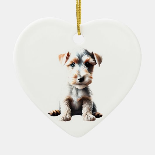 Gepersonaliseerde Wire Fox Terrier Puppy Keramisch Ornament (Voorkant)