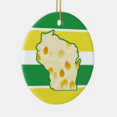Gepersonaliseerde Wisconsin Cheese Head Funny Chri Keramisch Ornament (Rechts)