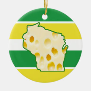 Gepersonaliseerde Wisconsin Cheese Head Funny Chri Keramisch Ornament