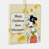 Gepersonaliseerde Wisconsin Koe en kaas kerst Keramisch Ornament (Rechts)