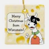Gepersonaliseerde Wisconsin Koe en kaas kerst Keramisch Ornament (Voorkant)