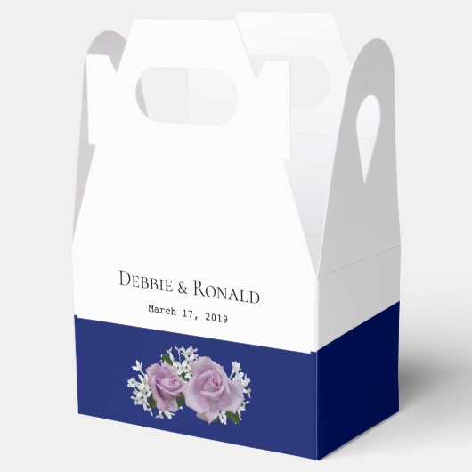 Gepersonaliseerde Wit Blauw Roos Bruiloft Favor Bo Bedankdoosjes (Geopend)