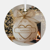 Gepersonaliseerde Wit Goud Kerstbal Glas Ornament (Achterkant)