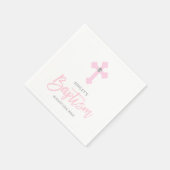 Gepersonaliseerde Wit Roze MEISJE Cross BAPTISM Servet (Hoek)
