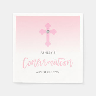 Gepersonaliseerde Wit Roze MEISJE Kruis BEVESTIGIN Servet