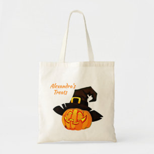 Gepersonaliseerde witch Pumpkin Halloween Treat Ba Tote Bag